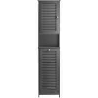 SoBuy Mobiletto bagno salvaspazio stretto Mobile bagno colonna con portabiancheria mobile lavanderia Grigio L40xP37xA170 cm BZR124-DG