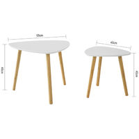 SoBuy Set di 2 Tavolini Bassi da Salotto in Legno di bambù massello e MDF Tavolino Moderno Bianco FBT74-W