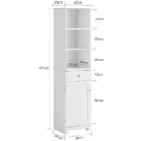 SoBuy Mobile Alto Colonna Bagno salvasapzio con cassetto e armadietto  L40*P35*A161cm Bianco BZR17-W