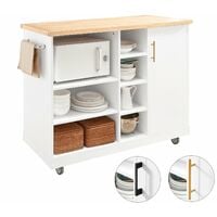 SoBuy Carrello da cucina Isola cucina Carrello Credenza con ruote Mobile  microonde bianco-naturale 127x48x94 cm, FKW105-WN