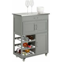 SoBuy Carrello di servizio Credenza in legno mobile cucina Grigio FKW45-HG