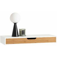 SoBuy Mensola Da Muro Libreria Mensola Con Cassetto Bianco 60 x 24 x 8 cm FRG93-WN