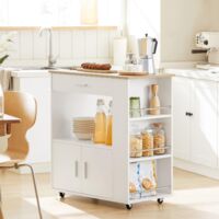 SoBuy Mobile Cucina Salvaspazio Credenza Cucina Carrello Cucina con Ruote Mobiletto Cucina Dispensa Madia Cucina Mobile Cucina con Ripiani Bianco 82x46x88 cm FKW113‑WN