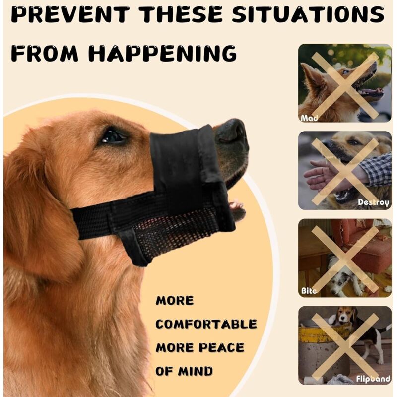 Muselière Pour Chien, Tissu En Nylon Doux Respirant En Maille Aérée Pour Éviter Les Morsures