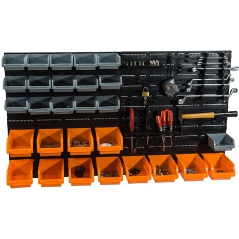 Pannello Portautensili Con Mensola - 6 Contenitori E 19 Ganci, In Polipropilene, Dimensioni 40x65cm - Foto 2