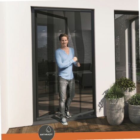 Windhager zanzariera Tenda Porta con lamelle telescopiche 120 cm, Antracite, 04302