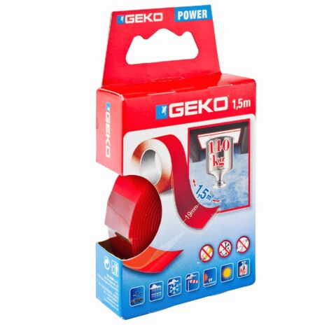 GEKO Nastro biadesivo trasparente 19 mm x 1,5 m 20010