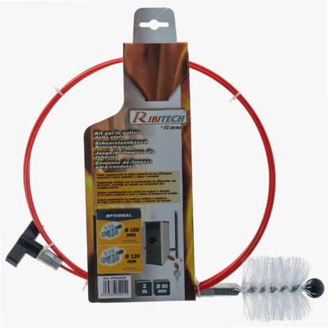KIT SPAZZACAMINO PER PULIZIA CANNE FUMARIA 3 MT TUBO STUFA A PELLET D 80 31711