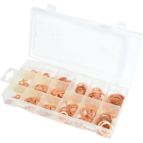 Coffret guarnizioni in rame piatte Ø 5x10 a 17,5x24 mm  150 pcs