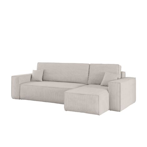 Ecksofa mit schlaffunktion und bettkasten, Eckcouch BEST stoff Poso Dicker Cord viele farben Beige R