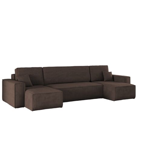 Ecksofa mit schlaffunktion und bettkasten, Sofa U-form, Couch U-form BEST Cord Braun