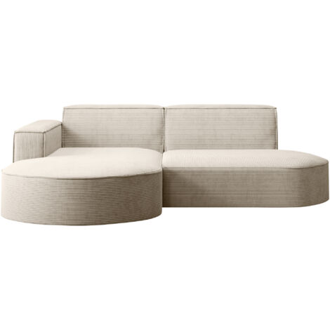 Ecksofa Designer MODENA STUDIO stoff Dicker cord Poso Beige Links