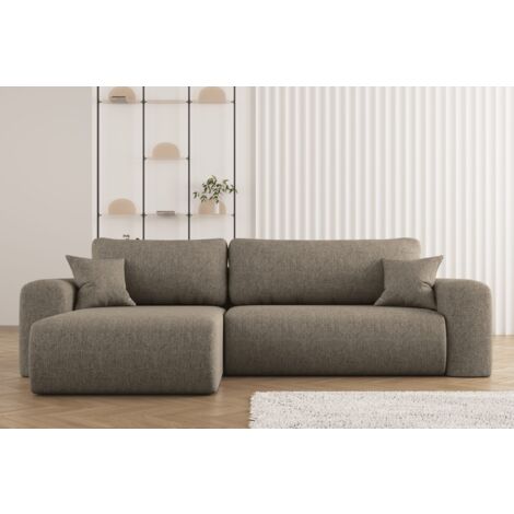 Kaiser Möbel Ecksofa mit Schlaffunktion, L-förmiges Sofa,Capri Stoff Neve Rechts Braun (1/4)