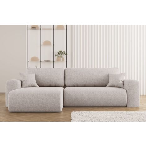 Kaiser Möbel Ecksofa mit Schlaffunktion, L-förmiges Sofa, Capri Stoff Neve Links Perle (1/4)