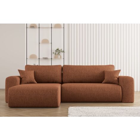 Kaiser Möbel Ecksofa mit Schlaffunktion, L-förmiges Sofa,Capri Stoff Neve Links Kupfer (1/4)