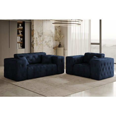 Kaiser Möbel Lux 2+1 Sofagarnitur, elegant, klassisch, schick ,Whisper Stoff Blau (1/3)