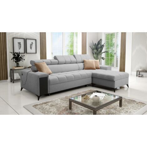 Elegantes Eckcouch Schlaffunktion Grau Fotos