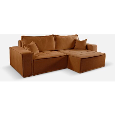 L-förmiges Bohoo-Ecksofa mit Schlaffunktion Ziegel Rechts (1/4)
