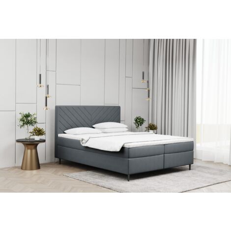 Kaiser Möbel Boxspringbett mit matratze und bettkasten, Schlafbett Vero Grau 200x200 cm (1/2)