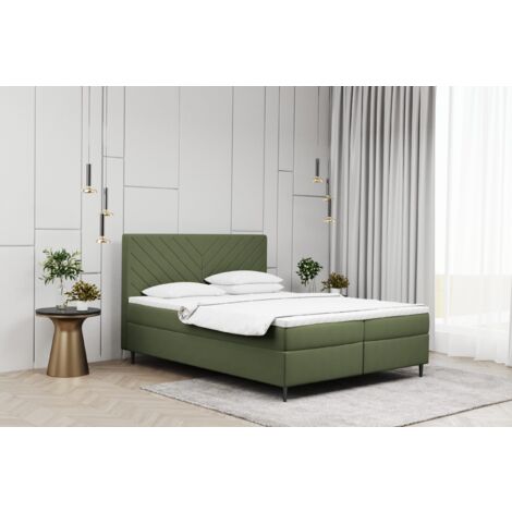 Kaiser Möbel Boxspringbett mit matratze und bettkasten, Schlafbett Vero Olive 200x200 cm (1/2)