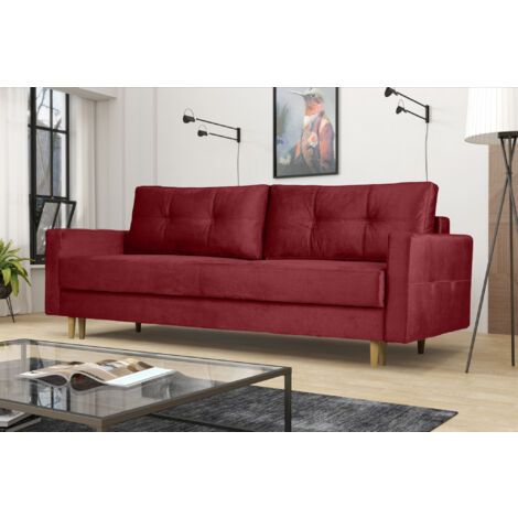 Modernes Sofa Floro - 3-Sitzer mit Schlaffunktion Rot (1/3)