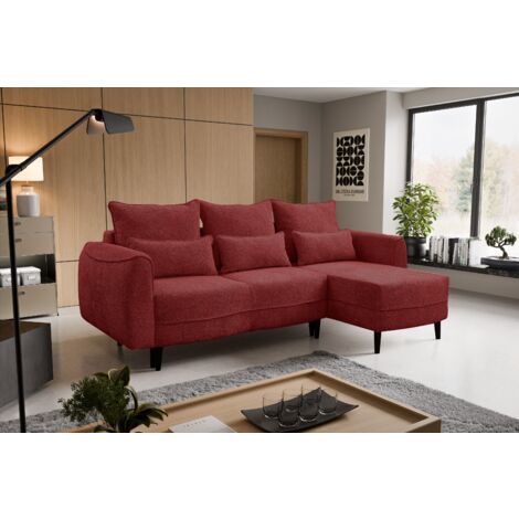 Ecksofa Selio mit Schlaffunktion und Bettzeugcontainer Rotwein Rechts (1/5)