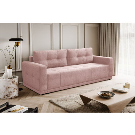 Lusso Sofa mit Schlaffunktion und Bettzeugcontainer Rosa (1/5)