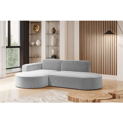 Modernes L-förmiges Designer-Ecksofa Modena Studio stoff Raven Hellgrau Links (1/4)