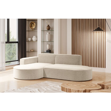 Modernes L-förmiges Designer-Ecksofa Modena Studio stoff Raven Champagner Links (1/4)