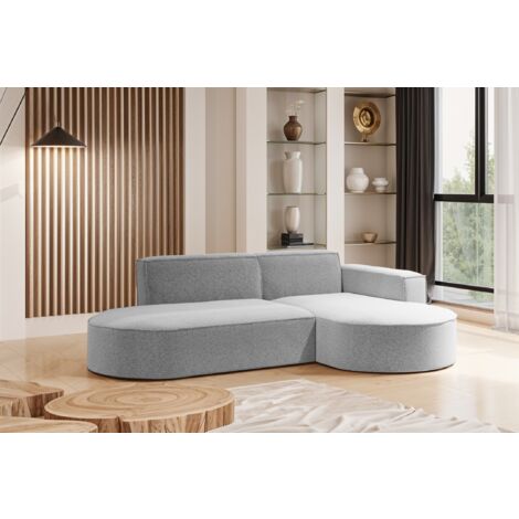 Modernes L-förmiges Designer-Ecksofa Modena Studio stoff Raven Hellgrau Rechts (1/4)