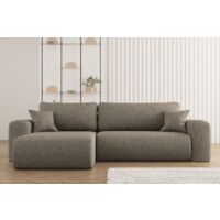 Kaiser Möbel Ecksofa mit Schlaffunktion, L-förmiges Sofa, Capri Stoff Neve Links Braun