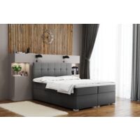 Boxspringbett mit matratze und bettkasten, Schlafbett LINDT stoff Velvet Grau 180x200 cm
