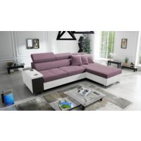 Bequemes Ecksofa mit Schlaffunktion MORENA I MAXI Kunstleder/Uttario Velvet Weiß/Violett Rechts