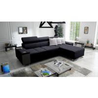 Bequemes Ecksofa mit Schlaffunktion MORENA I MAXI Sawana Schwarz Rechts