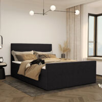 Modern Boxspringbett mit bettkasten und topper VIESTA stoff Poso 140x200 cm Schwarz
