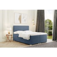 Kaiser Möbel Boxspringbett mit bettkasten und matratze + topper RIMINI stoff Riviera Hellblau 120x20