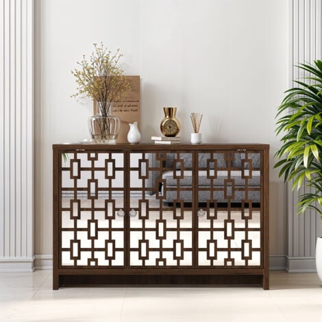 Buffet GALANO Newark 3 Portes, 115.6cm W X 39.8cm D X 77.6cm H, Style Moderne, Couleur noyer royal