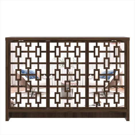 Buffet GALANO Newark 3 Portes, 115.6cm W X 39.8cm D X 77.6cm H, Style Moderne, Couleur noyer royal