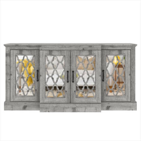 Buffet  4 Portes GALANO Heron, 153.4cm W X 46.3cm D X 74.3cm H - Style Moderne, couleur Gris mexicain