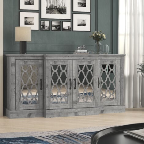 Buffet  4 Portes GALANO Heron, 153.4cm W X 46.3cm D X 74.3cm H - Style Moderne, couleur Gris mexicain
