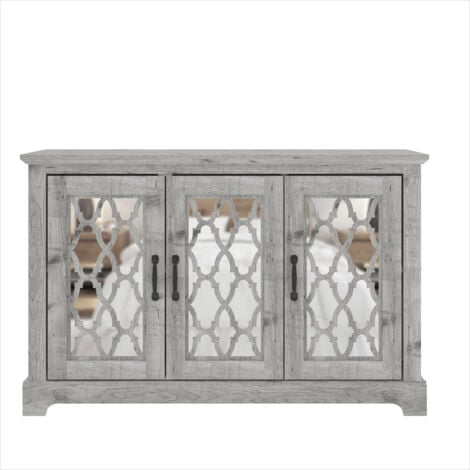 Buffet  3 Portes GALANO Heron, 116.1cm W X 39.8cm D X 74.4cm H - Style Moderne, Couleur Gris mexicain