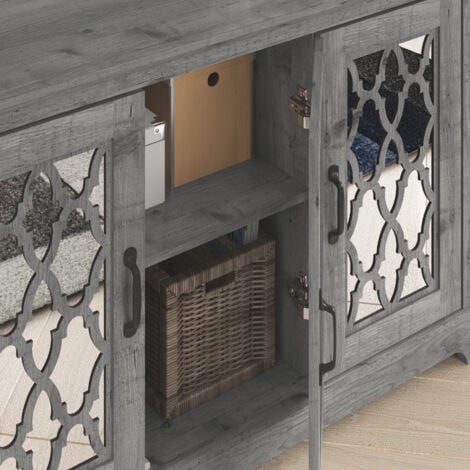 Buffet  3 Portes GALANO Heron, 116.1cm W X 39.8cm D X 74.4cm H - Style Moderne, Couleur Gris mexicain
