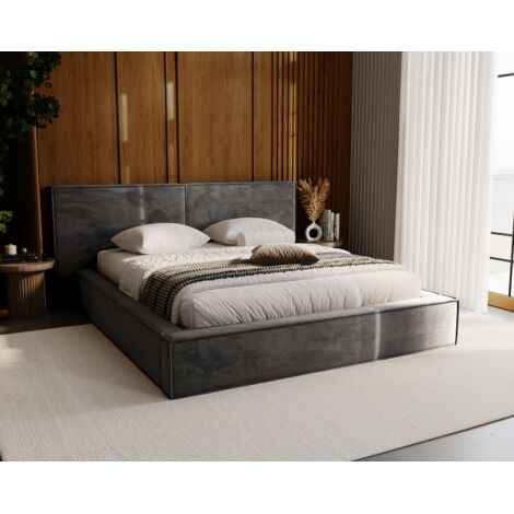Elda Lit coffre 160x200 cm, Lit rembourré avec rangement - Gris foncé (Amor Velvet 4321) (1/4)