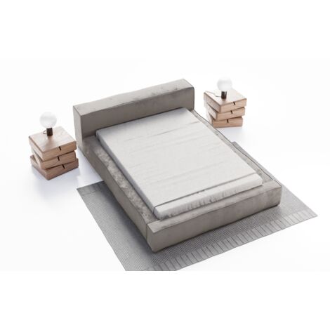 Emporius Lit double 180x200 cm Bueno, lit rembourré en velours avec sommier à lattes et rangement, Gris (1/5)