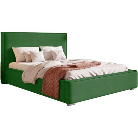 Lit design 200x200 Sydney - Moderne, Glamour, Meubles du fabricant - Lit de chambre à coucher, Tiroir de lit, Tissu velours - Vert (Amor Velvet 4311) + CADRE À LATTES EN MÉTAL (1/5)