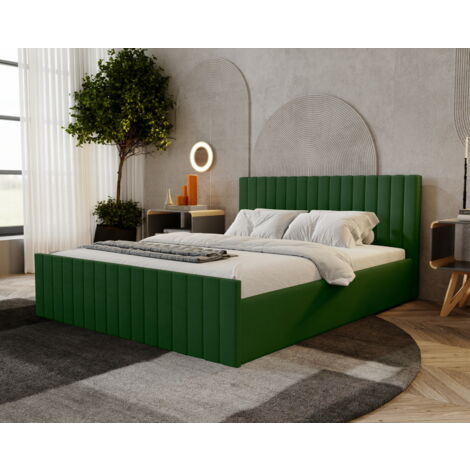 Lit double 180x200 Billo Slim Velvet, Lit avec Tiroir de Lit - Lit adulte Moderne - Vert (Amor Velvet 4311) (1/4)