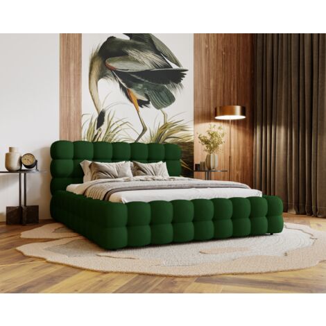 Lit double 200x200 Parlas Bis - Lit avec tissu Velvet - Lit design avec Rangement (Vert - Amor Velvet 4311) (1/5)