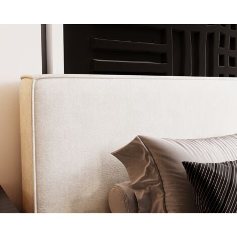 Lit double 200x200 avec Rangement Amare - Lit double, Lit rembourré, Velour - Crème (Komodo 10)