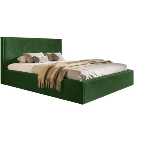 Lit coffre 180x200 Kyoto avec Rangement - Lit Rembourré avec tissu velvet, Sommier à Lattes - Vert (Amor Velvet 4311) (1/5)
