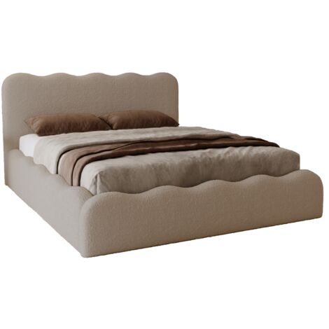 Lit coffre avec Rangement Wave, Lit double 180x200 cm, Lit bouclé Brun (Anthology 5) (1/5)